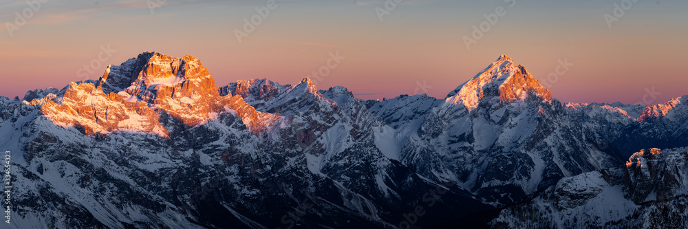 Sunset in the Italian Dolomites at Rifugio Lagazuoi