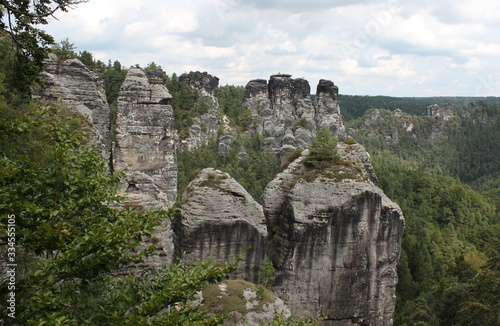 view of the bastei mountains in germany