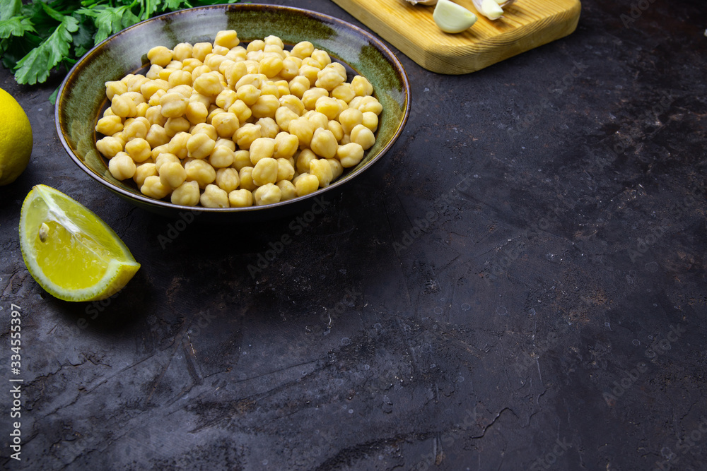 Cooked chickpeas in a bowl. Cooked chickpeas in a bowl.