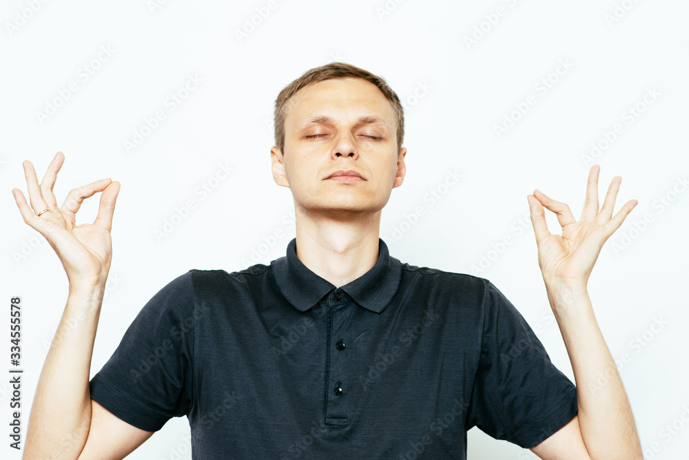 Portrait man, eyes closed, in meditation Portrait man, eyes closed, in meditation