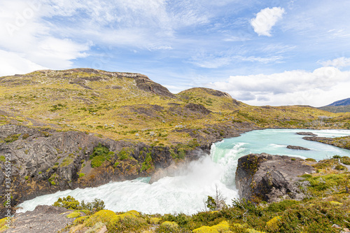 Salto Grande waterfall  Paine river  Torres del Paine National Park  Patagonia  Chile