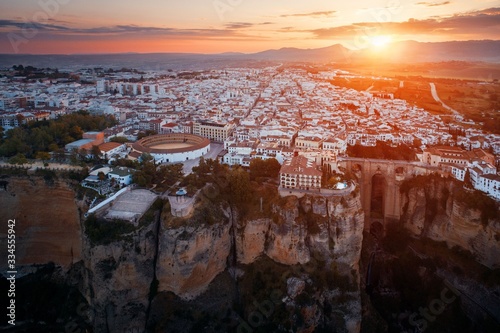 Ronda aerial view sunrise