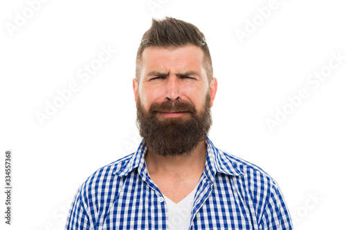 being in bad mood. Brutal bearded male. Classic style. unshaven head hair. bearded dandy in trendy manner. brutal caucasian hipster with moustache. unhappy handsome old-fashioned hipster