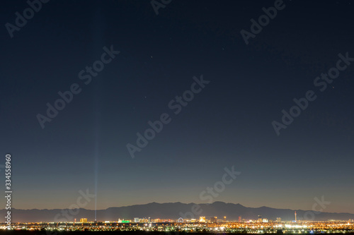 Night high angle view of the skyline of Las Vegas