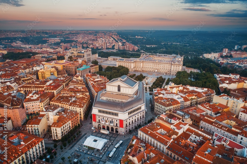 Opera of Madrid aerial view