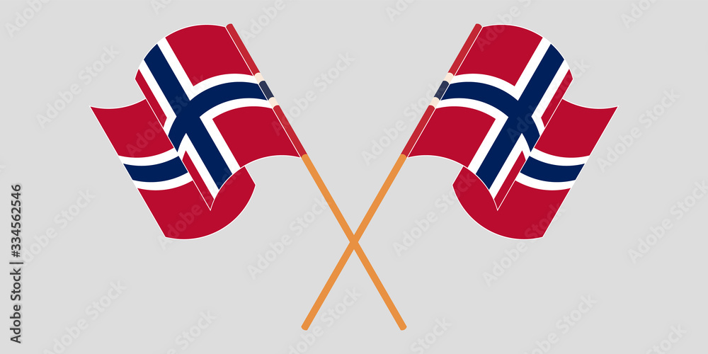 Crossed and waving flags of Norway Crossed and waving flags of Norway