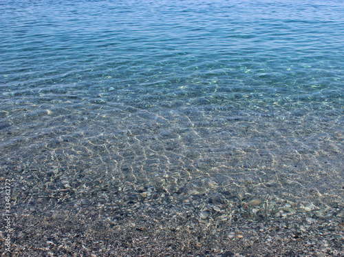 Beautiful crystalline transparent sea water and sun reflections