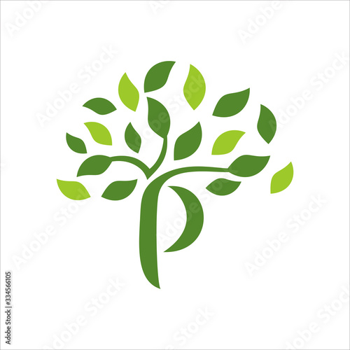 Letter P Tree Leaf Nature Logo Design Vector