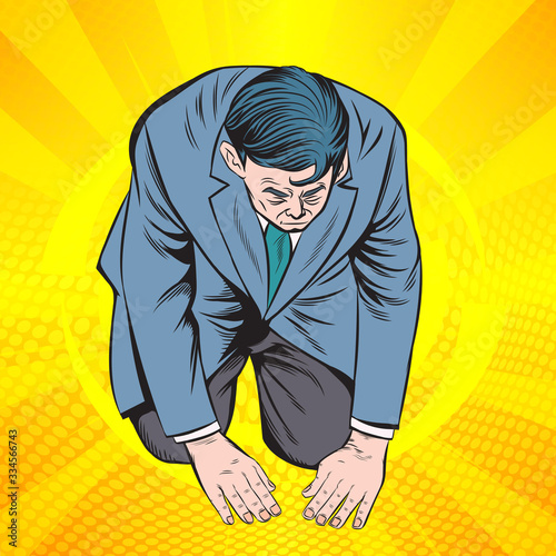 Business people are hopeless when the business experiences heavy losses. Pop art retro illustration comic Style Vector.