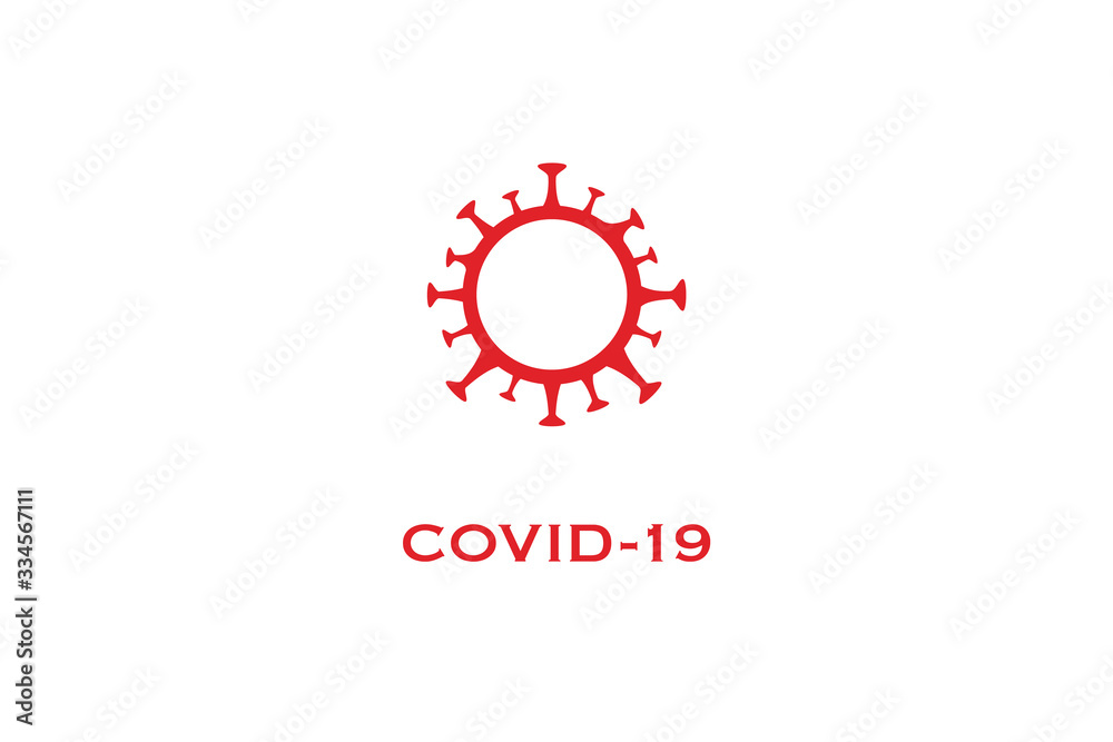 Coronavirus cell COVID-19 vector icon logo red isolated on white background dangerous Chinese flu bacteria 2019-nCoV Coronavirus cell COVID-19 vector icon logo red isolated on white background dangerous Chinese flu bacteria 2019-nCoV