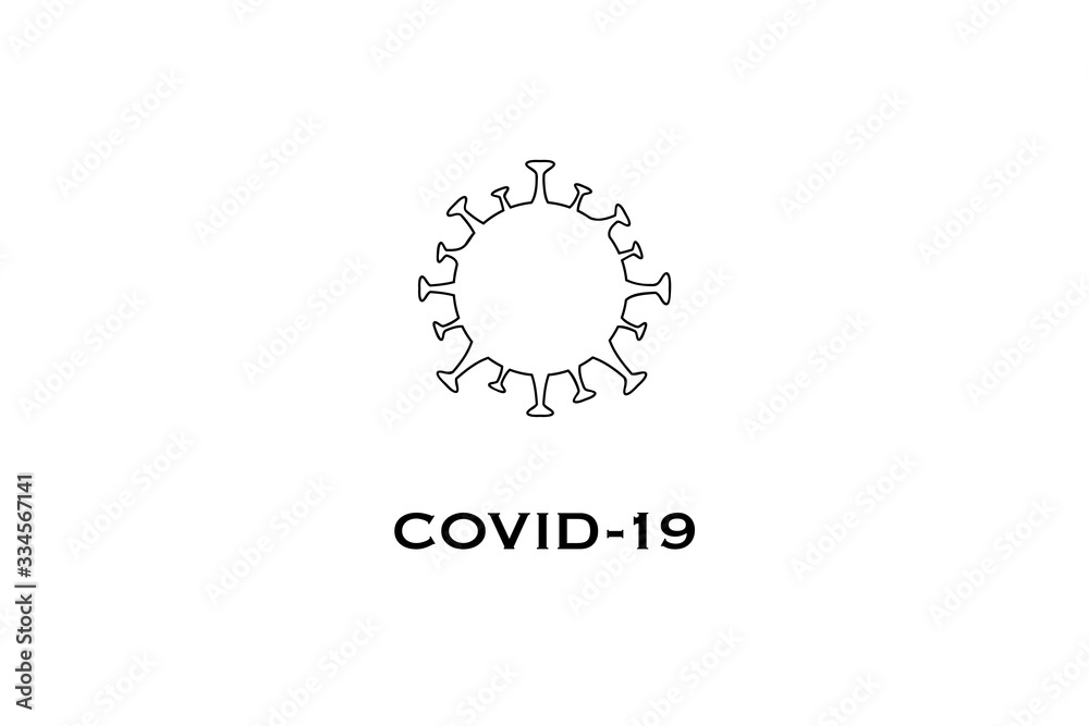 Coronavirus cell COVID-19 vector icon logo black stroke isolated on white background dangerous Chinese flu bacteria 2019-nCoV Coronavirus cell COVID-19 vector icon logo black stroke isolated on white background dangerous Chinese flu bacteria 2019-nCoV