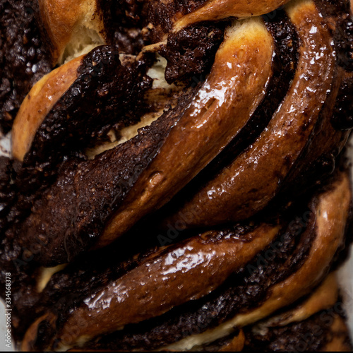 Braids of tender brioche and semi-sweet dark chocolate  photo