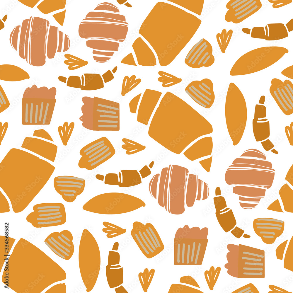 Croissant seamless pattern. Modern backery background for your design