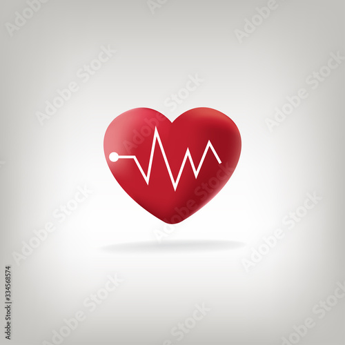 Photos Red heart icon with sign heartbeat