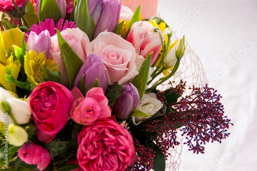 Delicate flowers in a bouquet on a white background