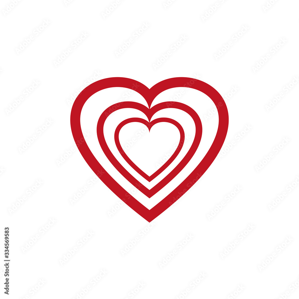 Red heart icon logo. Heart frame strokes design