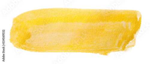 yellow gold shiny paint stain. with paper texture on a white background