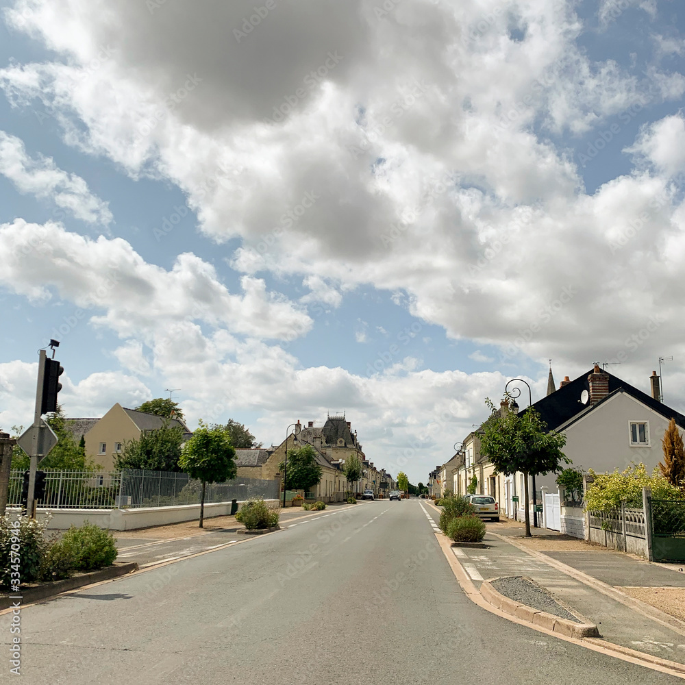 Empty streets and sidewalks in the Loire Valley, France
