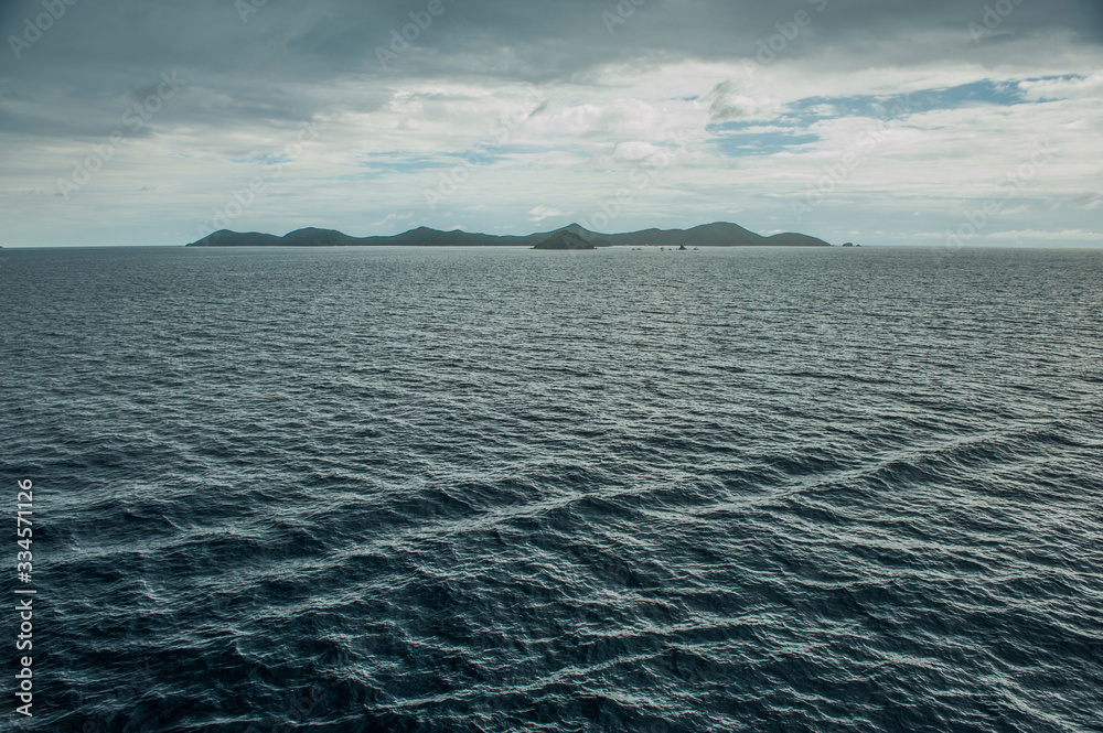 Distant Caribbean Islands from a Cruise ship