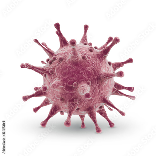 Covid-19 Coronavirus 3d render illustration on white background. Covid-19 pandemic medical health risk concept with with disease cell. Coronavirus pandemic spreading the countries in the world. photo