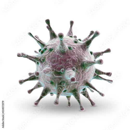 Covid-19 Coronavirus 3d render illustration on white background. Covid-19 pandemic medical health risk concept with with disease cell. Coronavirus pandemic spreading the countries in the world. photo