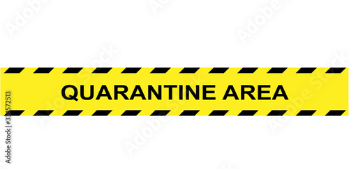 Baustellen Absperrband  „Quarantine Area“ Banner in gelb-schwarz, Vektor Illustration isoliert auf weißem Hintergrund