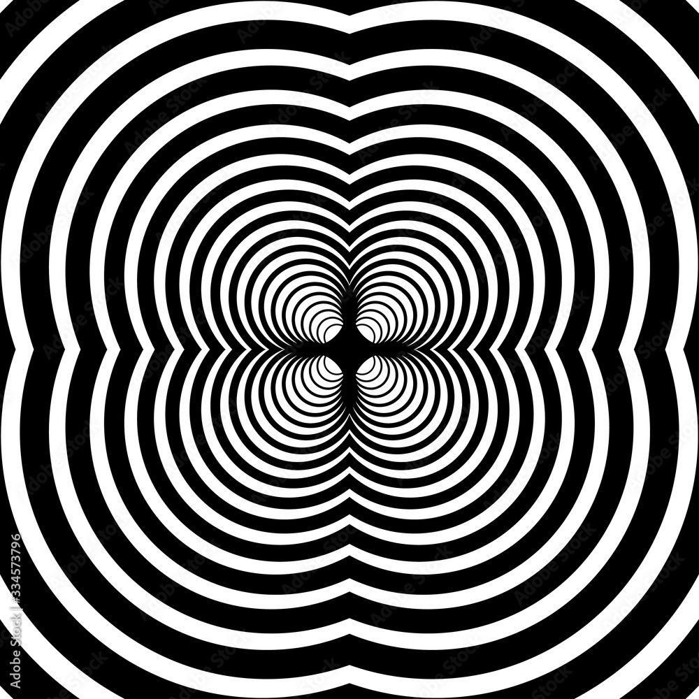 Black and white circular lines tunnel background. Black and white circular lines tunnel background.