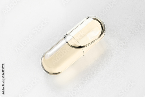 Gel capsule on white background
