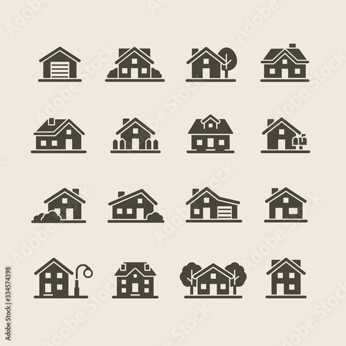 house and city icon set