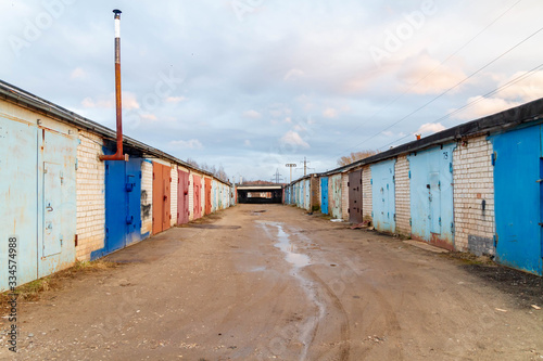 Kostroma/Russia-03/12/2020: Garages in Russia. Garage complex for Parking cars. Parking for a long period. © Olga