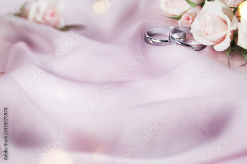 Fototapeta Naklejka Na Ścianę i Meble -  Wedding satin background, Spring rose