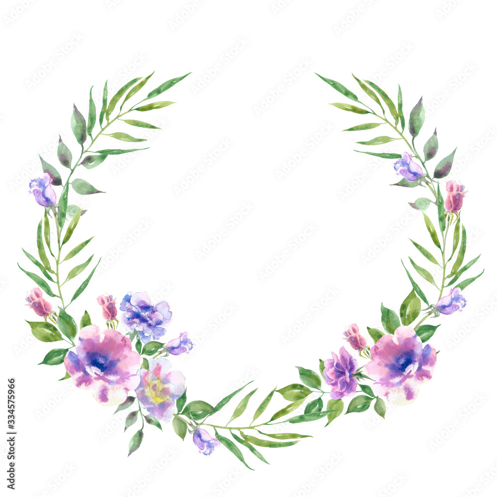 purple handpainted flower wreath