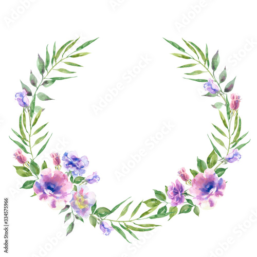 purple handpainted flower wreath