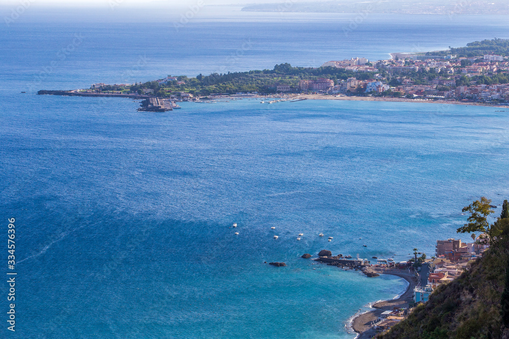 Idyllic  view from Taormina on Sicilian coast