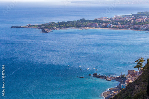 Idyllic view from Taormina on Sicilian coast