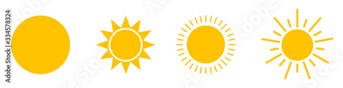 Solar icons. Set of sun images on a white background. Solar symbols.Vector