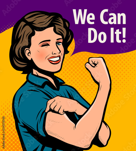 We Can Do It, retro poster. Retro comic pop art vector illustration