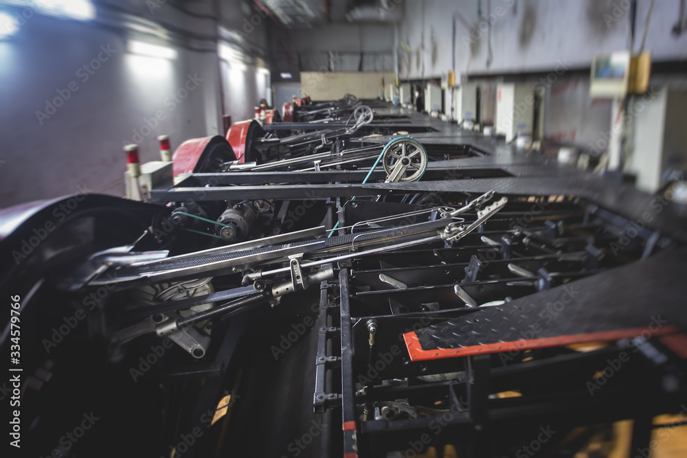 Bowling pinsetter machine, behind the bowling alley, pinspotter