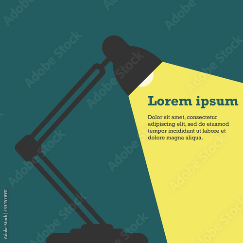Table lamp silhouette. Warm lighting. Template for your design. 