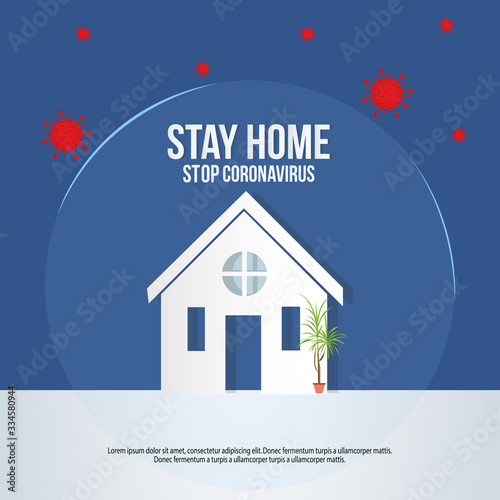 Stay at Home, Stay Safe. People keeping Distance for Decrease Infection Risk For Prevent Virus Covid-19. Stay Home on Quarantine During the Coronavirus Epidemic.Vector Illustration