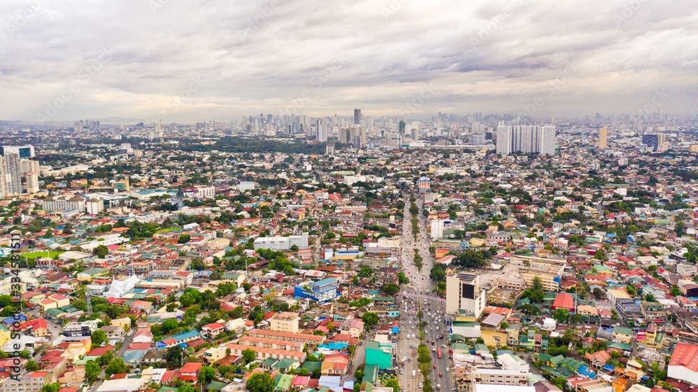 Panorama of Manila.The city of Manila, the capital of the Philippines. Modern metropolis in the morning, top view. Skyscrapers and business centers in a big city.