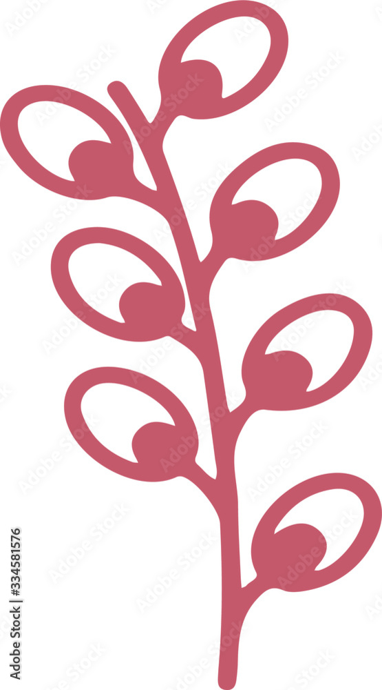 Easter willow branch. Simple contour drawing. Easter willow branch. Simple contour drawing.