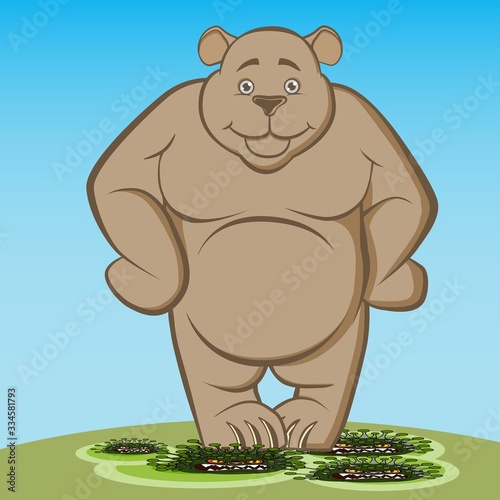 The bear defeats the coronovirus COVID-19. Corona Virus. Very dangerous and predatory virus. The virus that causes the disease in humans, from the common cold to SARS. 2019-nCoV. Vector illustration