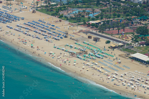 Alanya. Turkey. The city beach in Alanya. The view from the bird's eye view. Alanya - a popular holiday destination for European tourists.