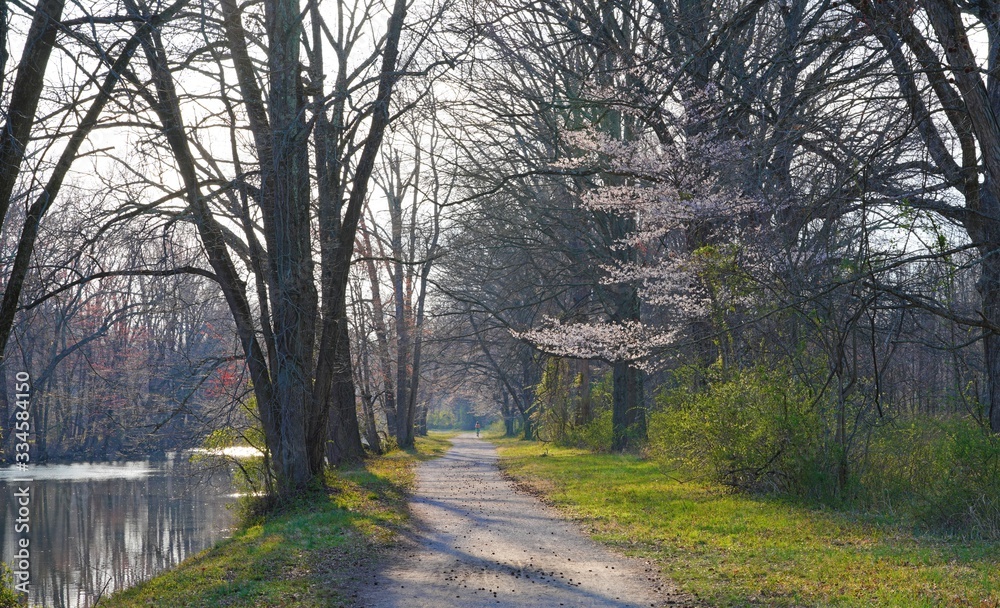 The towpath along the Delaware-Raritan canal in Princeton, New Jersey The towpath along the Delaware-Raritan canal in Princeton, New Jersey