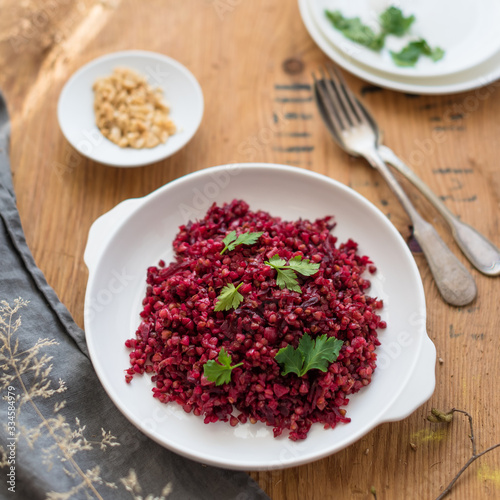 Beetroot and Buckwheat Risotto with Parsley