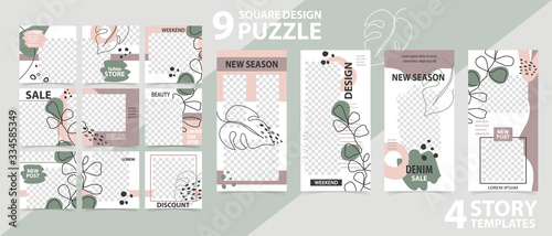 Trendy editable template for social networks stories and posts, vector illustration.
