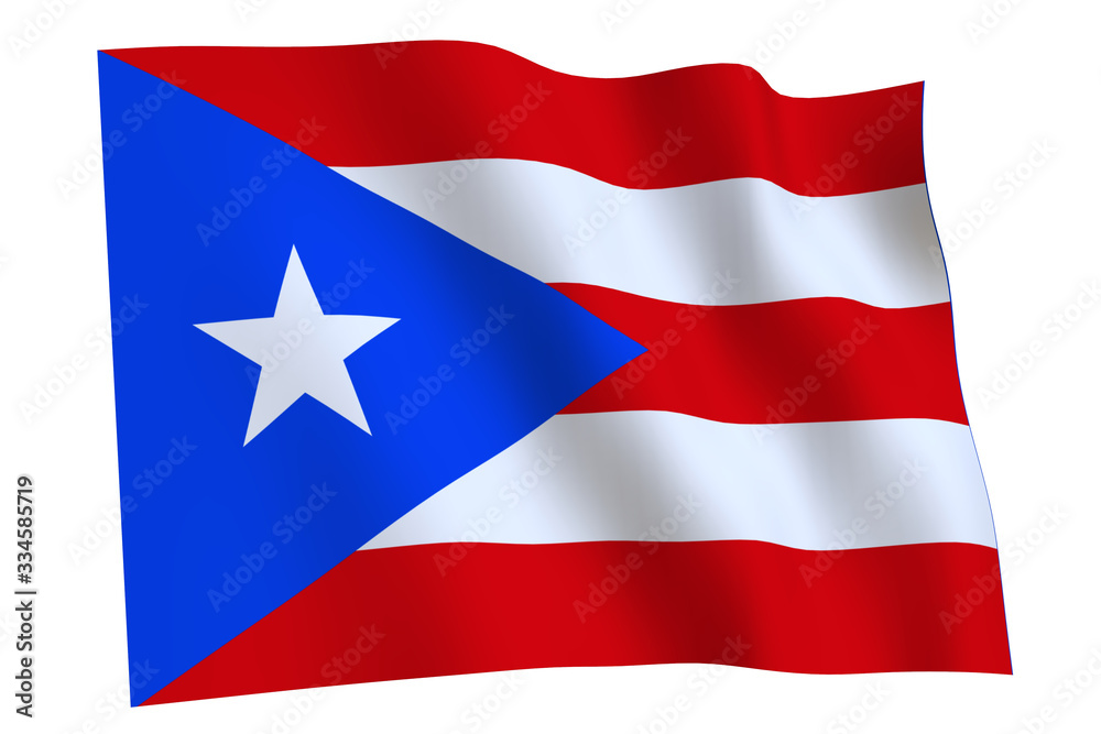 Flag of Puerto Rico waving in the wind