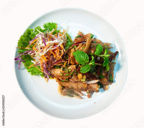 Thai Food.  Hot and Spicy Grilled Pork Salad