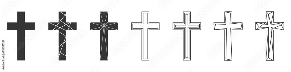 Set of Christian Cross. Abstract vector icons.